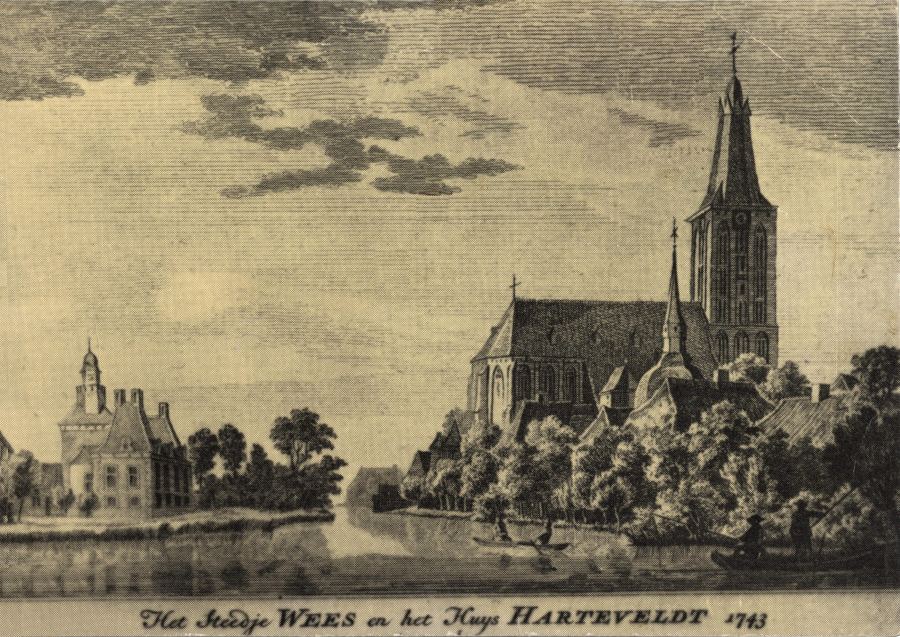 Schloß Hertefeld in einer bekannten historischen Ansicht von 1743